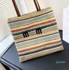 2023 Designer Beach Bag Woven Straw Bags broderi Sex färger Casual Tote Knitting Floral Fashion Women Interior Fack Purse Purse