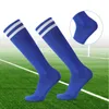 Vuxna professionella fotbollsstrumpor antislipande över knä strumporna svettasabsorberande randiga sportstrumpor