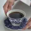 Tasses rétro en céramique tasse bleu et blanc motif en porcelaine