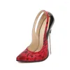 Elbise ayakkabıları kadınlar için yüksek topuklu ayakkabılar 2023 İngiliz tarzı moda klasikleri slip-on sivri uçlu ayak parti 16cm ince parti beyaz kırmızı yeşil