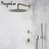 Bathroom Shower Heads Wall Mounted Brushed Gold System Faucet Set Bagnolux Brass for 8 12" Rain Head And Handheld Holder Hose 231118