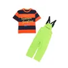 Stage Wear Kids Cool Ballroom Hip Hop Dancing Outfits Stripe Tshirt Jumpsuit For Girls Boys Overalls Jazz Dance Costumes