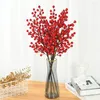 Kwiaty dekoracyjne 1/2pcs Symulacja Berries Bukiet sztuczne ozdoby DIY Craft Pe Red Plant for Year Christmas Decoration Flowe