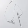 Chains Lock Of Good Wishes White Crystal Silver Color Clavicle Chain Necklace For Women Ladies Luxury Korean Dainty Jewelry
