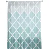 Curtain Geometric Blue Green Gradient Turquoise Sheer Curtains For Living Room Tulle Windows Voile Yarn Short Bedroom