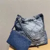 Luxe merk CC denim schoudertassen Klassieke Jean-winkelbakken 22 tassen met portemonnees aan de binnenkant Zilveren ketting Hardware Nieuwe casual handtas Minderheid eenvoud