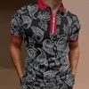 Camicie da uomo Mens muscolare girare il colletto slim fit maniche corta stampa floreale golfs cerniera magliette morbide uomini grandi e alti