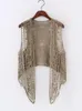 Women's Blouses Asymmetric Open Stitch Cardigan Summer Beach Boho Hippie People Style Crochet Knit Embroidery Blouse Sleeveless Vest 2023