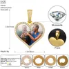 Amoureux mémoire bijoux 38mm 925 argent Sterling VVS Moissanite diamant glacé coeur personnalisé Photo pendentif collier