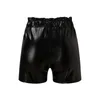 Damskie szorty Summer Seksowne czarne skórzane kobiety PU Plus rozmiar odzieży swobodne faux elastyczne spodnie Y2K w talii