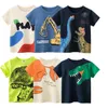 티셔츠 여름 어린이 3D 만화 티셔츠 소년 동물 인쇄 공룡 상어 소년 T 셔츠 소녀 탑 티스 만화 아이의 옷 p230419