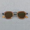 Sunglasses Vintage Polygonal Acetate Metal UV400 Polarized For Men Irregular High-quality Anti Reflective Glare Glasses