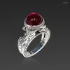 Cluster Rings Retro Style Dark Red Moonstone Ring Natural Jewelryring With Stone Party Wedding Accessories Fashion Trends