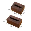 Caixas de tecidos Walnut Wood Wood Europeu Vintage Simplicity Dinner Table Douther Holder Desktop Paper Storage Box Home Decoration Modern