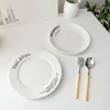 Plates Korean Style Ceramic Crayon Painting Simple Retro White Plate Dessert Pastry Breakfast Decoration Pasta 8 Inches Kitchen