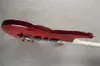 Guitare électrique à dessus en érable rouge brillant, avec pont trémolo en matériel doré, personnalisable