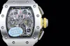 Superclone Watches armbandsurdesigner Richa Milles Mechanical Carbon Fiber Tonneau Titanium Skeleton Rubber Fashion Automatic Lux2842