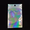 100 pcs Resealable Smell Proof Foil Pouch Flat laser color Packaging Bag for Party Favor Food Storage Holographic