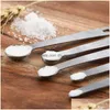 Measuring Tools Stainless Steel Spoon Set Tool Mini Seasoning Spoons Keychain Portable Baking Supplies Hangable Household Ki Dhgarden Dh1Gy