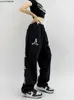 メンズパンツHouzhou Hip Hop Gothic Black Jogging Sweatpants特大Y2KグランジKPOPバギーズボンHARAJUKUグラフィックワイドレッグスポーツパンツJ230419