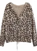 Women's Jackets Knitting Hooded Women 2023 Spring Summer Fashion Casual Loose Tops Ladies Drawstring Leopard Coat