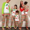 Dopasowanie rodziny strojów dziecięcych zestawów piżamy 2023 Świąteczne piżamy w paski Mommy and Me Xmas PJS Ojciec Mother Children 231118