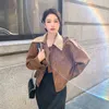 Damesjacks Design Sense Short Wind Breakher Women Spring Koreaans Polo Single Breasted Long Sleeve Jacket
