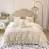 Bedding Sets Romantic French Princess Set 1000TC Egyptian Cotton Flower Embroidery Lace Ruffles Duvet Cover Bed Sheet Pillowcases