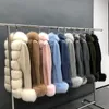 Women's Fur Faux Winter Women Korea Short Warm Wool Knitted Real Trim Cardigan Sweater MJFS04 231118