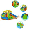 Pool Water Slide For Sale Fun Double Slides Park Castle Inflatable Jumping Toys Outdoor Play Fun Dual Waterslides with Drill Hurdle for Kids Party Backyard Garden