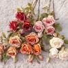 Fiori decorativi Ramo singolo 2 punte Autunno arricciato Rosa Fiore artificiale San Valentino Matrimonio Famiglia Pografia