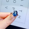 Naturalny London Blue Topaz Pierścień na imprezę 10 mmx14mm VVS Grade 6CT Topaz 925 Srebrna biżuteria dla kobiety