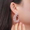 Hoop Earrings Golden Naiya Sparking Cubic Zirconia Silver Color Women Big Flower For Brides Wedding Jewelry Accessories CZ416