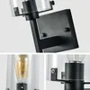 Wall Lamps Industrial Lamp Sconces Black Metal Clear Glass Shade E27 Bulb Interior Light Fixtures For Bathroom Vanity Hallway