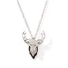 Chaînes Cristal Elk Cerf Collier Animal Antlers Pendentif Argent Or Couleur Métal Long Lien Chaîne De Noël Femmes Hommes Bijoux Accessoires