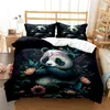 Ensembles de literie dessin animé Panda ensemble de lit double taille mignon 3 pièces housse de couette pour filles garçons enfants adolescent couette