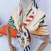 Silk Cashmere Scarf Women Manual Hand Rolled Shawls Horse Print Square Scarves Wraps Bandana Big Hijabs Female Foulards High Quality