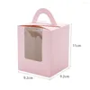 Geschenkomschakeling 5 % Mini Portable Cake Box Cupcake Boxes Dessert Frans gebak enkele muffin Baking Mousse Festival Party Packaging