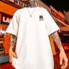 Tshirts masculinos, estilo de verão europeu e americano Men, camiseta solta tendência casual Hip Hop Impresso de manga curta Bottoming 230419