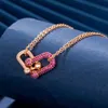 Ism Necklace V T Necklace Ring Horseshoe Buckle Rose Gold Pendant Light Simple Pink Diamond Double Collar Chain