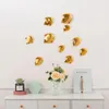 Figuritas decorativas, pared de hoja de cerámica de lujo Simple, adornos dorados 3d tridimensionales, decoraciones de fondo de TV para dormitorio moderno