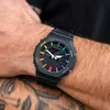 Sport Digital Quartz Unisex GA2100 Originele schok Watch Detachable Assembly LED World Time Waterproof Black Rainbow Oak Series met originele doos