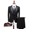 Herrenanzüge Hochzeit Herren Blazer Hosen Weste Set Ehe Bräutigam Kleid Anzug Theater Plus Größe Slim Fit Herren 3 Stück 6 Farben