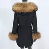 Dames Bont Faux Lange Winterjas Dames Waterdichte Parka Echte Jas Kap Natuurlijke Wasbeer Dikke Warme Bovenkleding Afneembaar 231118