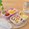 Geschirr-Sets Grade Rice Husk Lunch Box Weizengeschmack Strohhalm Split Bento Mikrowelle Student Covered Square Japanese