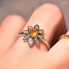 Anneaux de mariage MENGYI à la mode exquis mignon tournesol marguerite jaune CZ Zircon pierre pour les femmes fiançailles bijoux cadeau