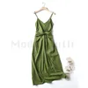 Casual Dresses Modishdutti Spring Summer Women Sexy V-Neck Backless Camisole Party Dress Casual Sleeveless Green Linen Midi Dresses Ladies 230418