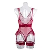 Sexig uppsättning Spicy Girl's Dot Lace Bodysuit med midjestrumpebandet Eco-vänliga förpackningar 230419