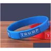 Party Favor Make America Great Again Bracelets United States Of American Trump Election Bracelets Réutilisable Avec Bleu Rouge Couleurs 1 2 Dh2G5