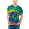 Mäns T -skjortor Herrarna Tie Dye Digital Print 3D Kort ärmskjorta Lady Workout Mens Loose Fit Men Cotton Bulk